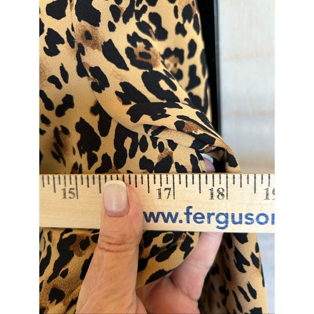 J.Crew XS Leopard Print Button Back Romantic Ruffle Victorian Collar Blouse - Picture 10 of 11
